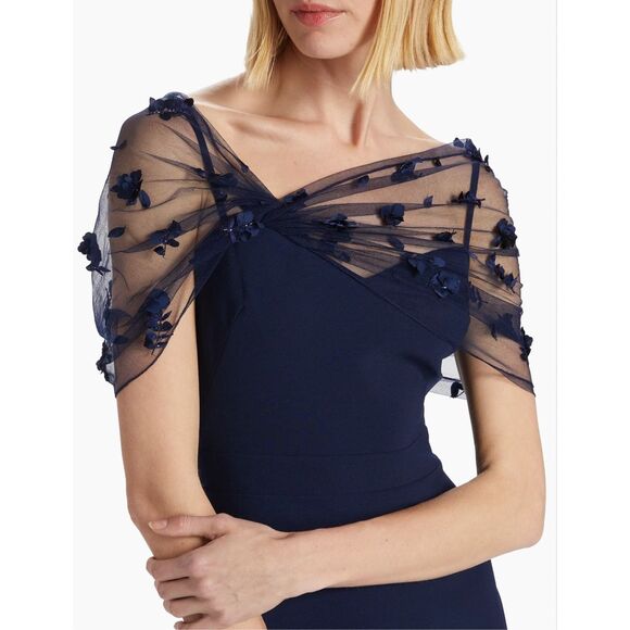 NWT Theia Sophia Beaded Shawl Gown Size US12 $795 - Picture 5 of 12